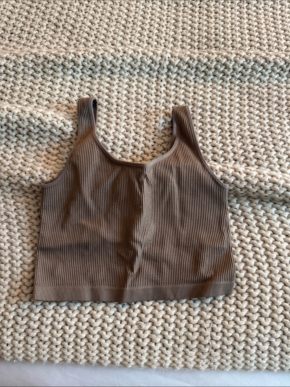 Forever 21 Ribbed Crop Tank Top - Taupe